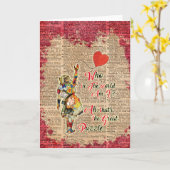 アリスの帽子屋の&Rabbitのヴィンテージのコラージュの引用文 カード (黄色い花)