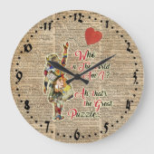 アリスの帽子屋の&Rabbitのヴィンテージのコラージュの引用文 ラージ壁時計 (正面)