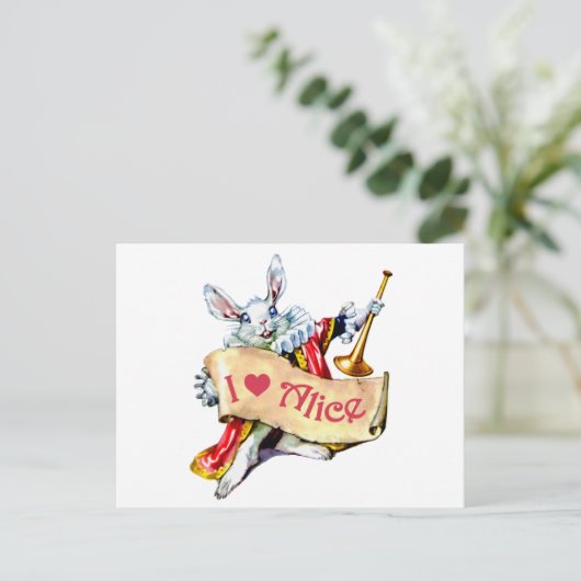アリスの白いウサギは言います、"私は愛しますアリス"を ポストカード (スタンド正面)