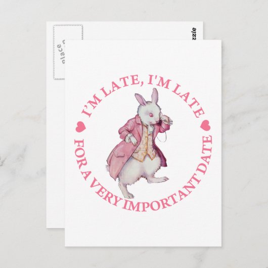 アリスの白うさぎが言うには、遅れちゃって、遅れちゃった ポストカード (正面/裏面)