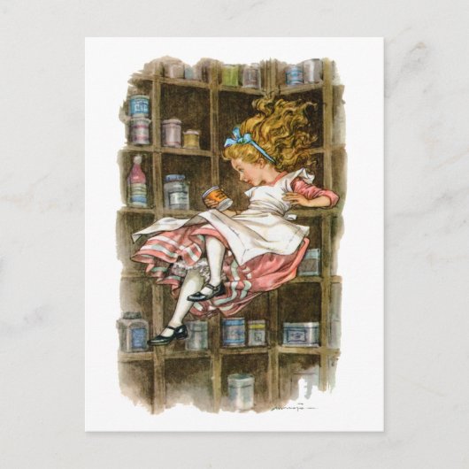 アリスはウサギの巣穴の下で浮かびます ポストカード (正面)