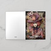 アリスは帽子ファンシーの誕生日 箔グリーティングカード (外側レイダウン)