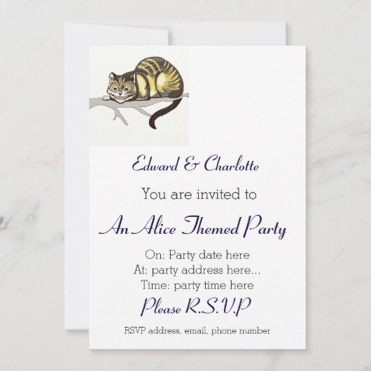 アリスをテーマにしたパーティー招待状 招待状 (裏面)