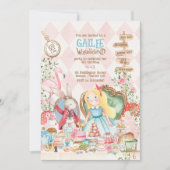 アリスアドベンチャーインウォダーランド誕生日ティーパーティー 招待状 (正面)