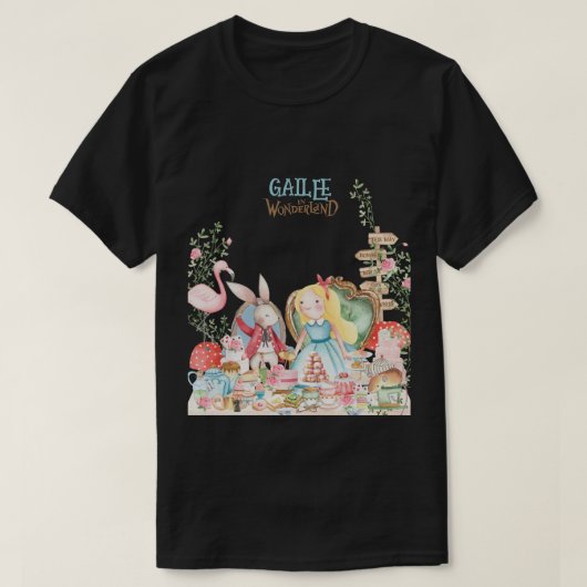 アリスアドベンチャーインウォダーランド誕生日ティーパーティー Tシャツ (デザイン正面)