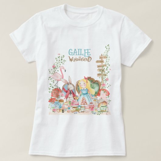 アリスアドベンチャーインウォダーランド誕生日ティーパーティー Tシャツ (デザイン正面)