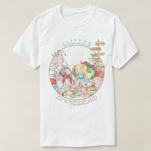アリスアドベンチャーインウォダーランド誕生日ティーパーティー Tシャツ (デザイン正面)