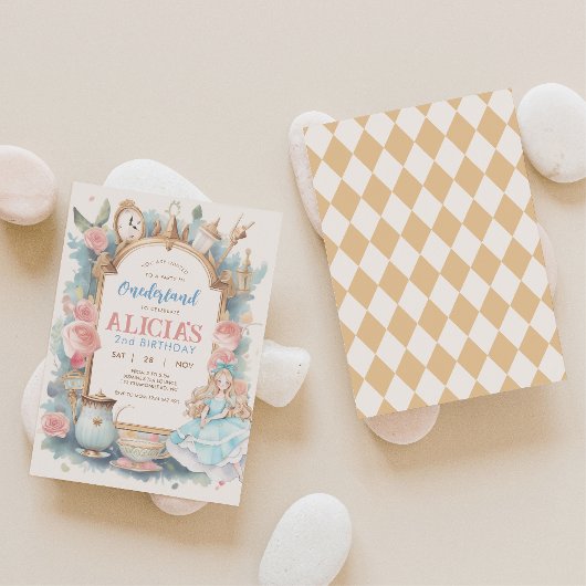 アリスインオネダーランドティーパーティの招待状 招待状