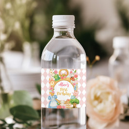 アリスインオネダーランドティーパーティー誕生日 ペットボトルラベル