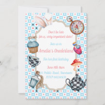 アリスインオネダーランドファースト誕生日招待状