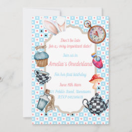 アリスインオネダーランドファースト誕生日招待状 招待状