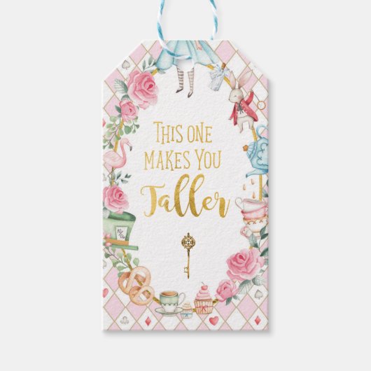 アリスインオネダーランド不機嫌ティーパーティーガール誕生日 ギフトタグ (正面)