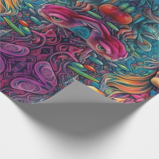 アリスインサイケデリックワンダーランドブルーガールテーマ ラッピングペーパー (角)