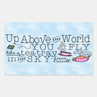 アリスインワンダーランドお洒落ティーキャロール引用文 長方形シール