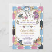 アリスインワンダーランドお洒落誕生日ティーパーティー 招待状 (正面)