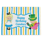 アリスインワンダーランドかわいいカスタム子供の誕生日ガール ラージペーパーバッグ (正面)