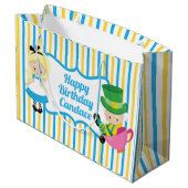 アリスインワンダーランドかわいいカスタム子供の誕生日ガール ラージペーパーバッグ (裏面アングル)