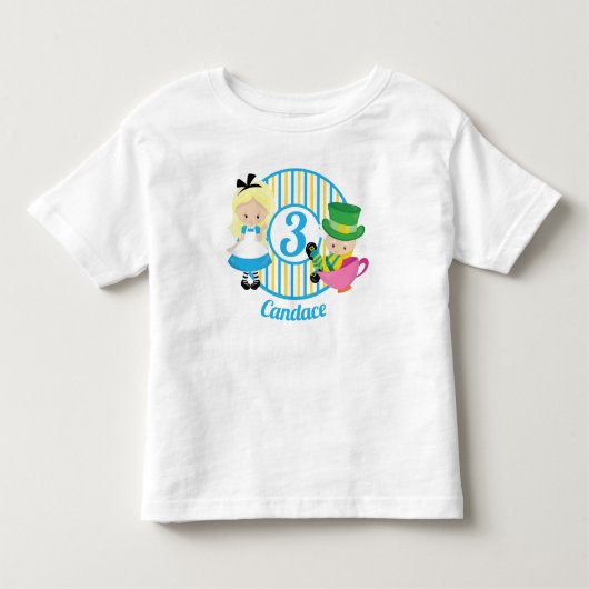 アリスインワンダーランドかわいいカスタム子供の誕生日 トドラーTシャツ (正面)