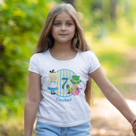 アリスインワンダーランドかわいいカスタム誕生日キッズブルー Tシャツ