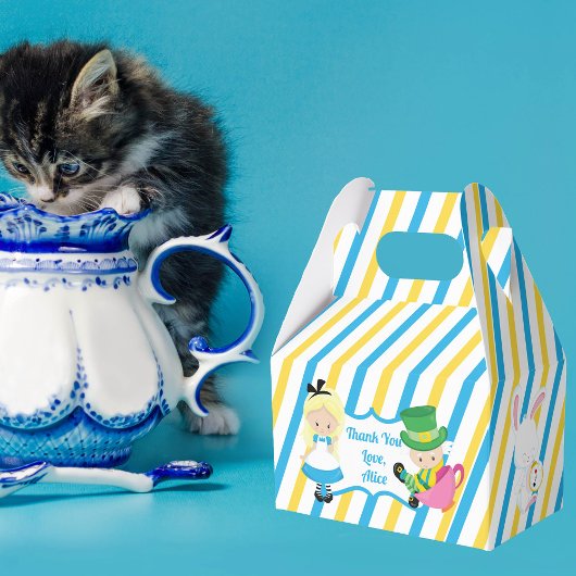 アリスインワンダーランドかわいい子供の誕生日パーティーブルー フェイバーボックス