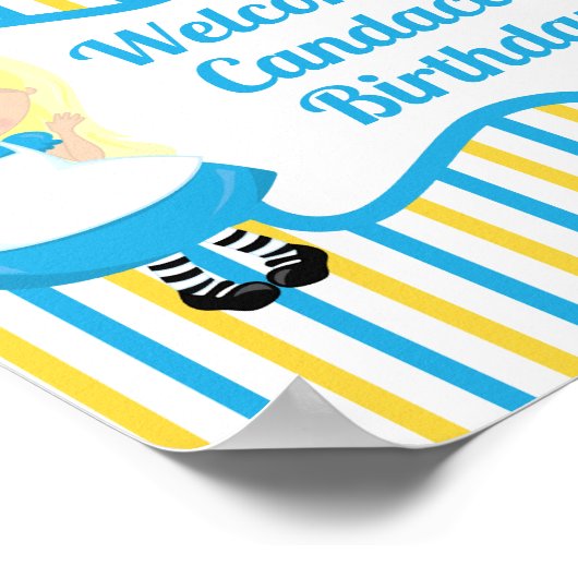 アリスインワンダーランドかわいい歓迎子供の誕生日 ポスター (角)