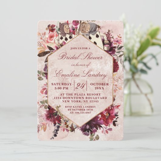 アリスインワンダーランドエレガントウェディングブライダルシャワー 招待状 (スタンド正面)