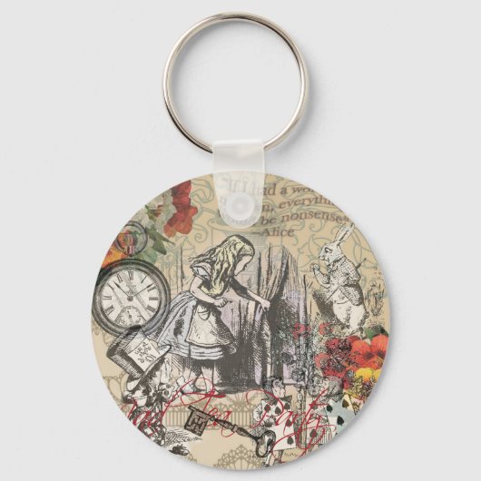 アリスインワンダーランドカーテンクラシックアート キーホルダー (正面)