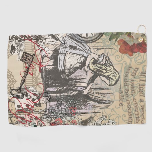 アリスインワンダーランドカーテンクラシックアート ゴルフタオル (横)