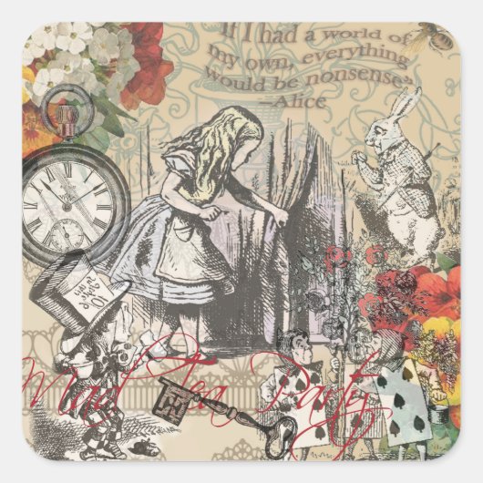 アリスインワンダーランドカーテンクラシックアート スクエアシール (正面)