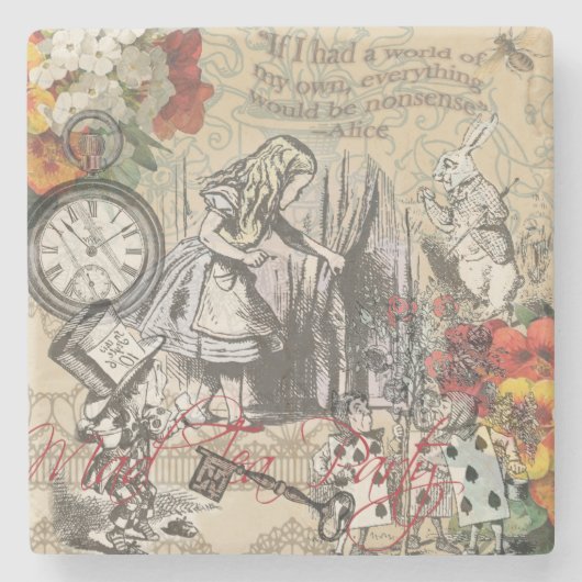 アリスインワンダーランドカーテンクラシックアート ストーンコースター (正面)