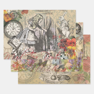 アリスインワンダーランドカーテンクラシックアート ラッピングペーパーシート