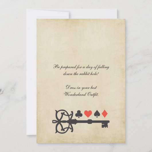 アリスインワンダーランドカードティーパーティー誕生日 招待状 (裏面)
