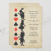 アリスインワンダーランドカードティーパーティー誕生日 招待状 (正面/裏面)