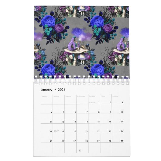 アリスインワンダーランドキャタピラー喫煙フラワーズ カレンダー (1月 2026)