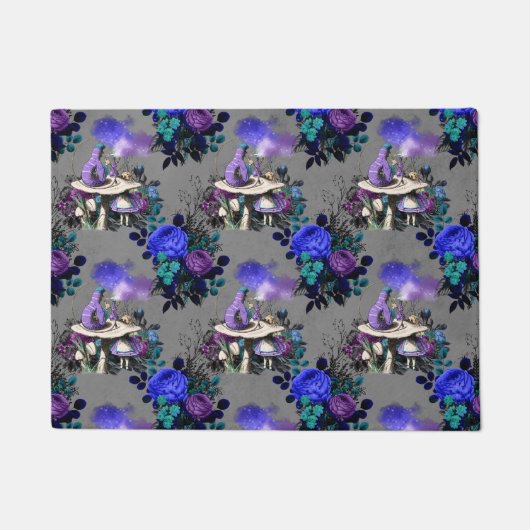 アリスインワンダーランドキャタピラー喫煙フラワーズ ドアマット (正面)