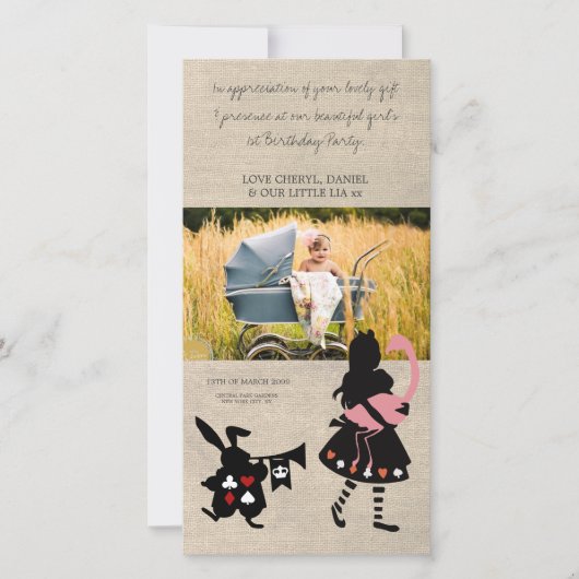 アリスインワンダーランドサンキューベビーフォトカード サンキューカード (正面)