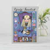 アリスインワンダーランドダイナキャット誕生日招待状 招待状 (スタンド正面)