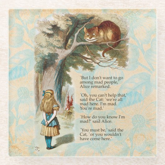 アリスインワンダーランドチェシャーキャット不機嫌 ガラスコースター (正面)