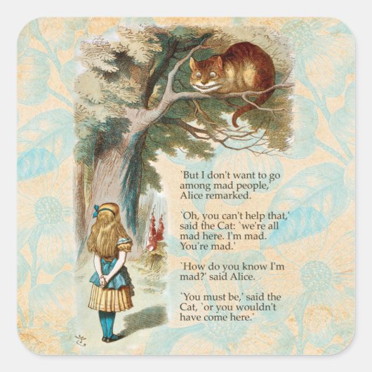 アリスインワンダーランドチェシャーキャット不機嫌 スクエアシール (正面)