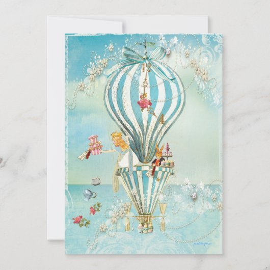 アリスインワンダーランドティーアット4:00パーティの招待状 招待状 (正面)