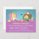 アリスインワンダーランドティーパーティー誕生日招待状 招待状 (正面/裏面)