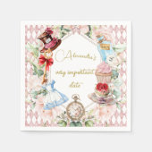 アリスインワンダーランドテーマフローラピンクパーソナル スタンダードカクテルナプキン (正面)