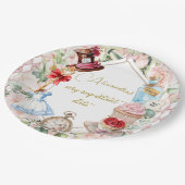 アリスインワンダーランドテーマフローラピンクパーソナル ペーパープレート (アングル)