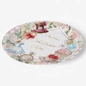アリスインワンダーランドテーマフローラピンクパーソナル ペーパープレート (アングル)