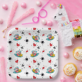 アリスインワンダーランドテーマブラック紙プレート ペーパープレート