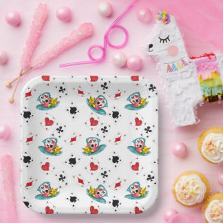 アリスインワンダーランドテーマブラック紙プレート ペーパープレート