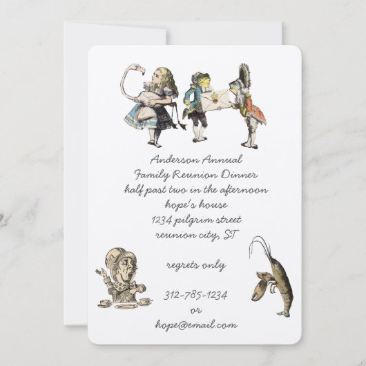 アリスインワンダーランドディナーパーティの招待状 招待状 (正面)