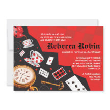 アリスインワンダーランドバルミツワー招待状