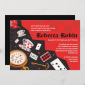 アリスインワンダーランドバルミツワー招待状 招待状 (正面/裏面)