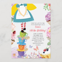 アリスインワンダーランドバースデーパーティー春招待状